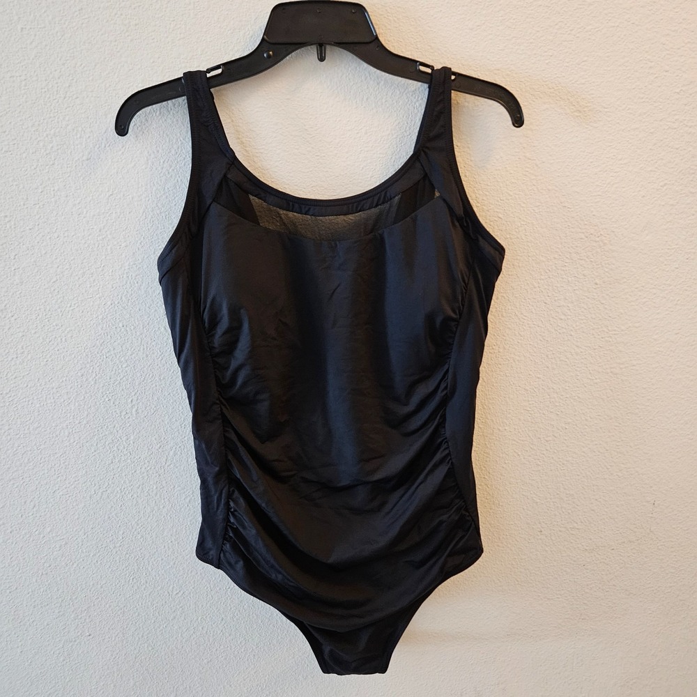 NWT Tempt Me Black Ruched Side Tummy Control One‎ Piece Swimsuit Size: XL